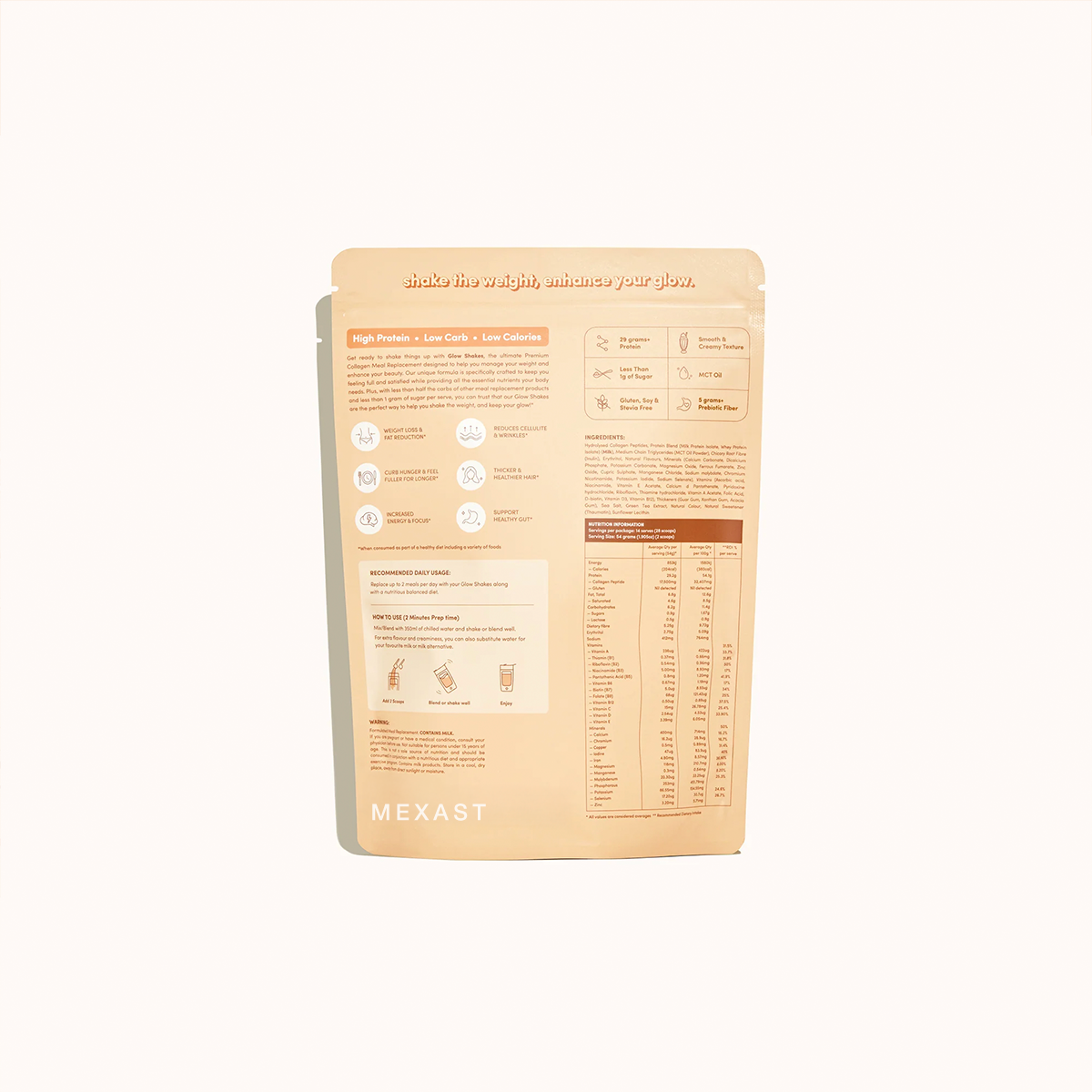 MEXAST® Salted Caramel Milkshake Collagen Meal Replacement - 756g