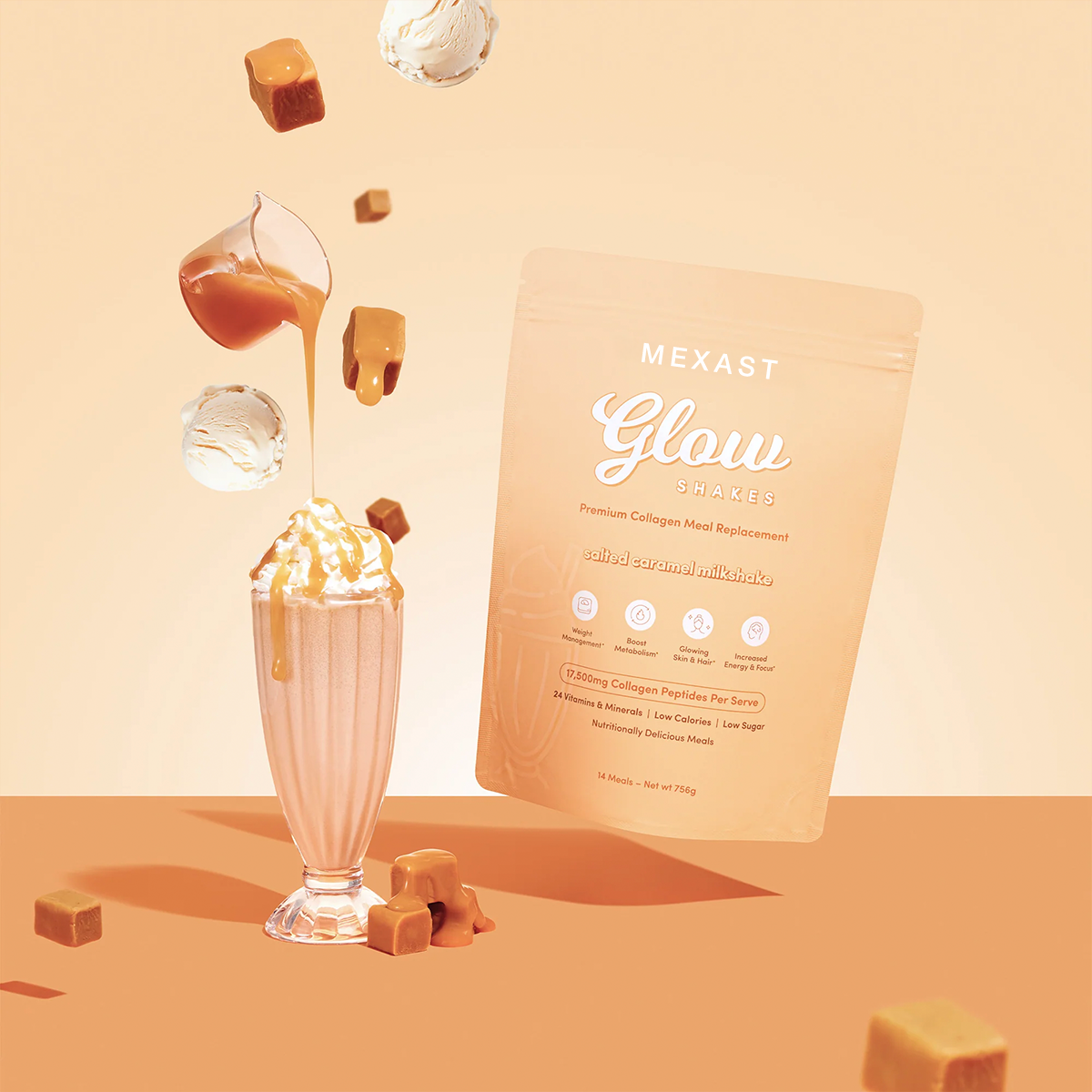 MEXAST® Salted Caramel Milkshake Collagen Meal Replacement - 756g
