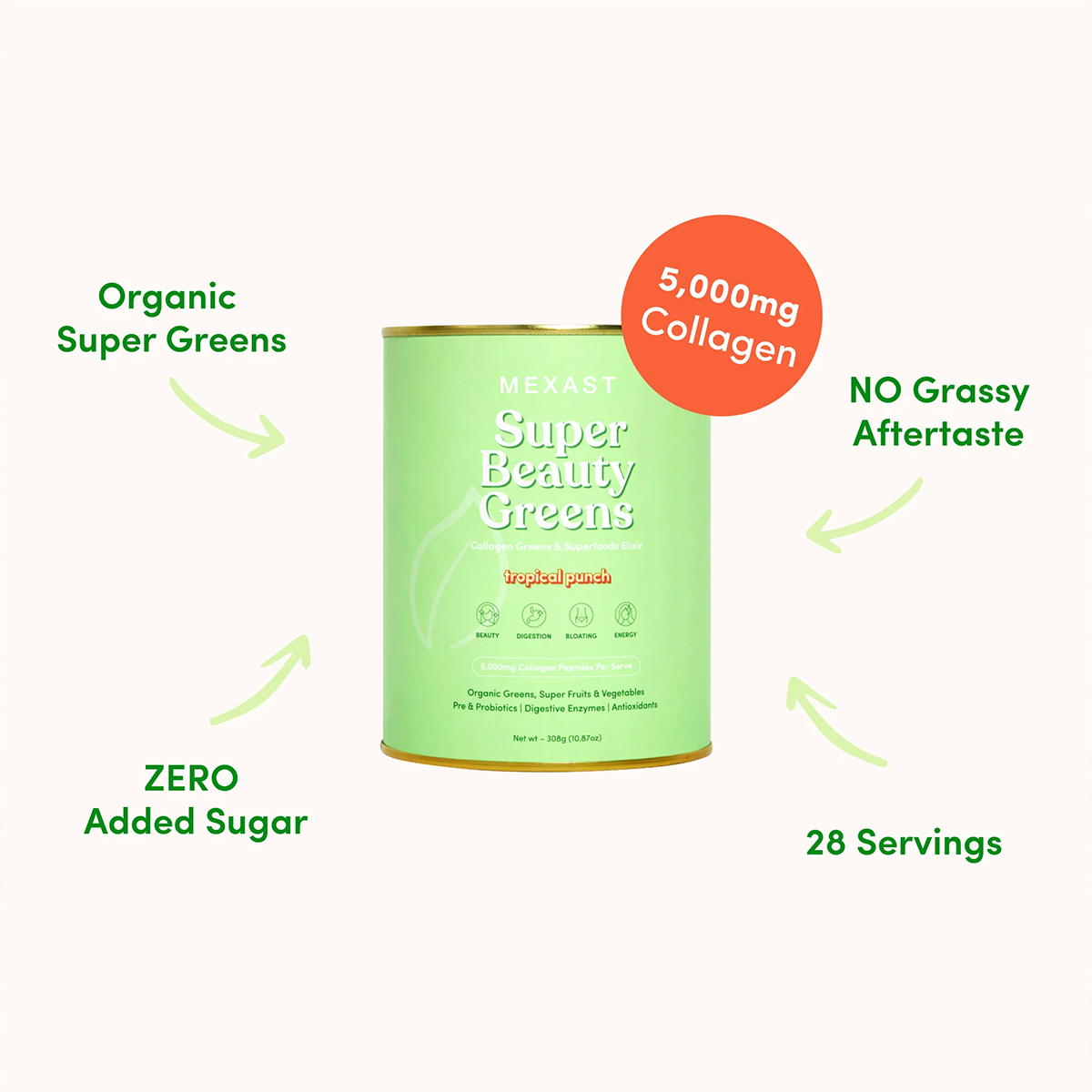 MEXAST® Tropical Punch Super Beauty Greens - 308g