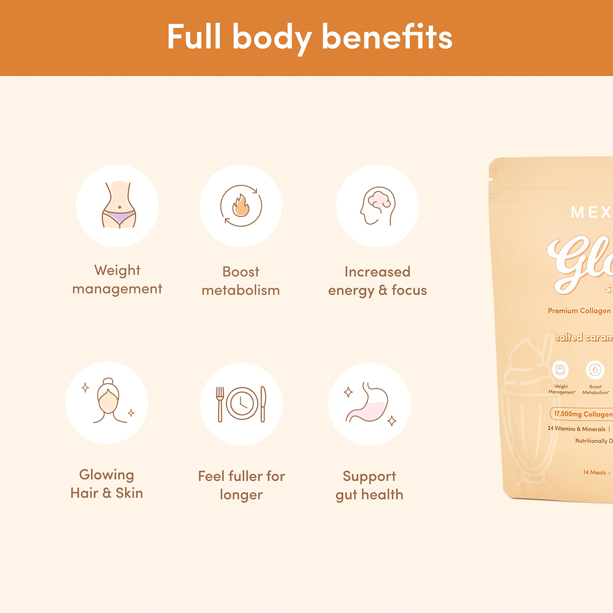 MEXAST® Salted Caramel Milkshake Collagen Meal Replacement - 756g